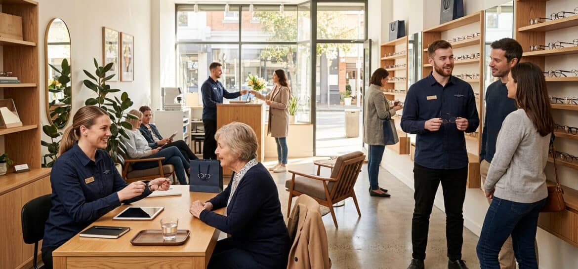 Personal atendiendo a clientes en un negocio con una imagen profesional